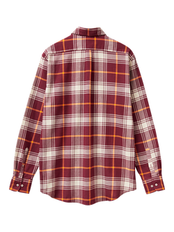 Benetton Cotton Check Button Down Shirt, Dark Red/White - view 2, Dark Red/White