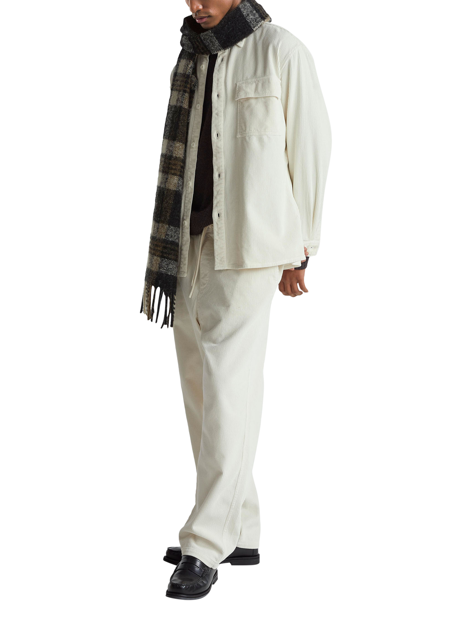 Product image 3 of 6, which shows Benetton Cotton Corduroy Overshirt, White, S