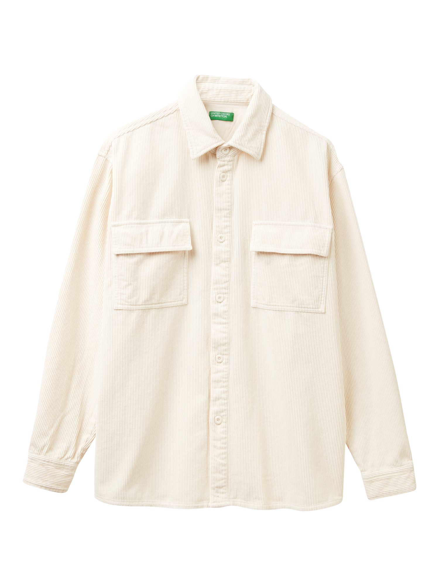 Product image 4 of 6, which shows Benetton Cotton Corduroy Overshirt, White, S