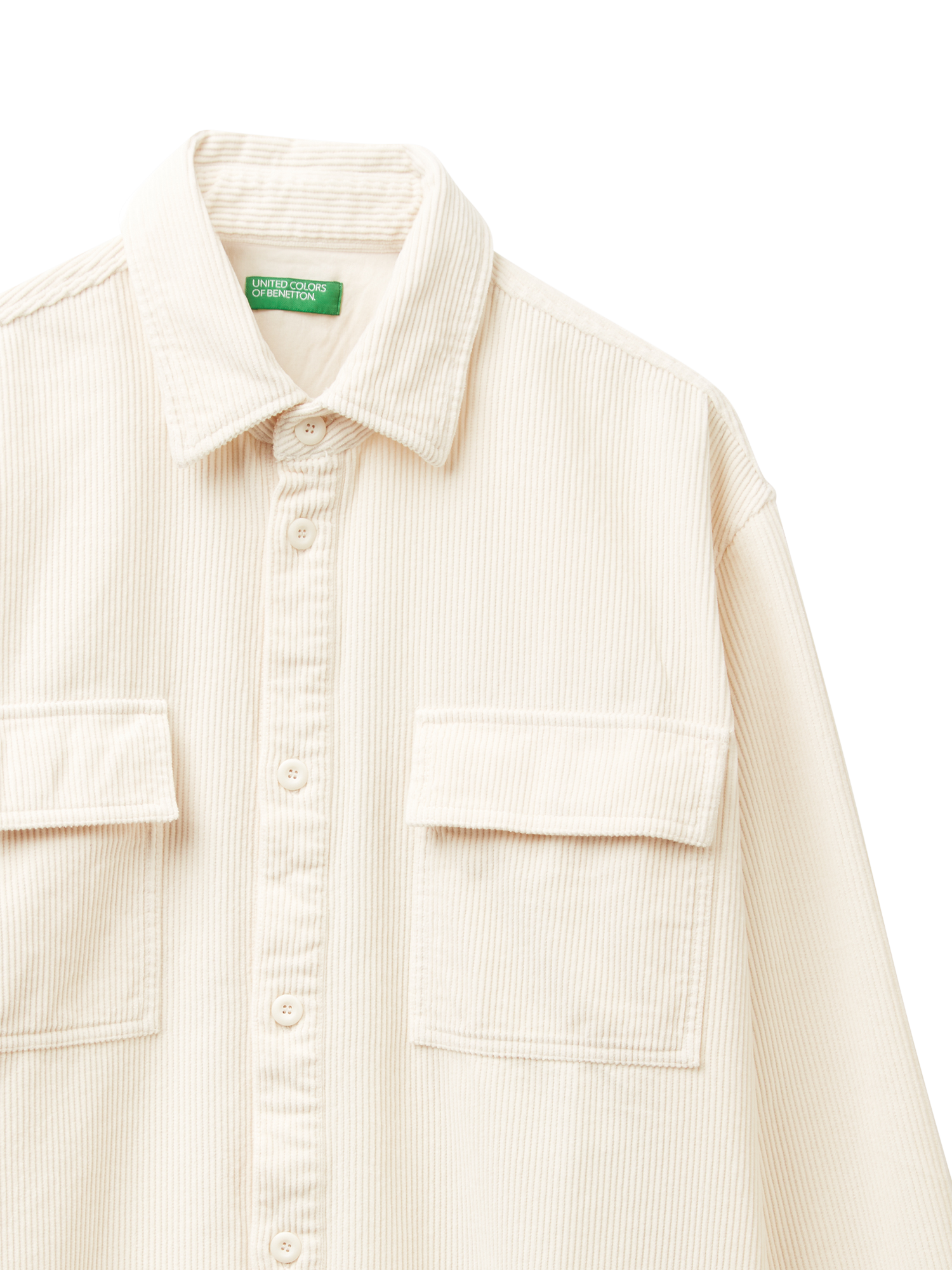 Product image 6 of 6, which shows Benetton Cotton Corduroy Overshirt, White, S