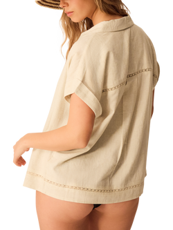 Accessorise Trim Boxy Shirt - view 2, Beige