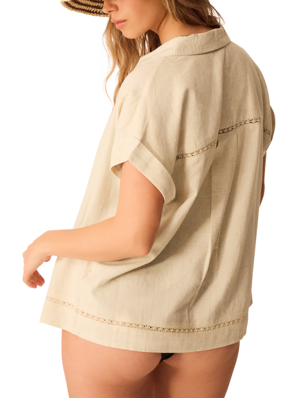 Accessorise Trim Boxy Shirt - view 2, Beige