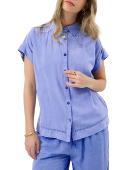 Accessorise Trim Boxy Shirt, Light Blue