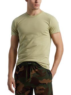 Ralph Lauren Cotton Slim Fit Crew Neck Underwear T-Shirt, Pack of 3, Brown,green,cream, Brown,green,cream