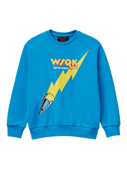 Benetton Kids' Cotton Graphic Crew Neck Sweatshirt, Blue, Blue