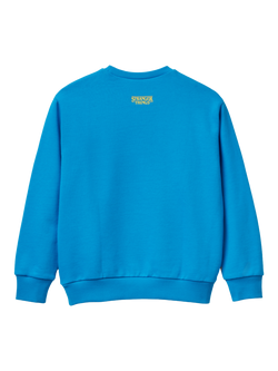 Benetton Kids' Cotton Graphic Crew Neck Sweatshirt, Blue - view 2, Blue
