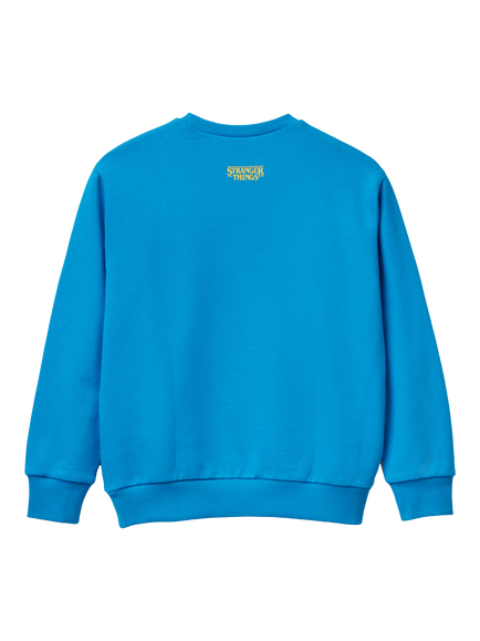 Benetton Kids' Cotton Graphic Crew Neck Sweatshirt, Blue - view 2, Blue