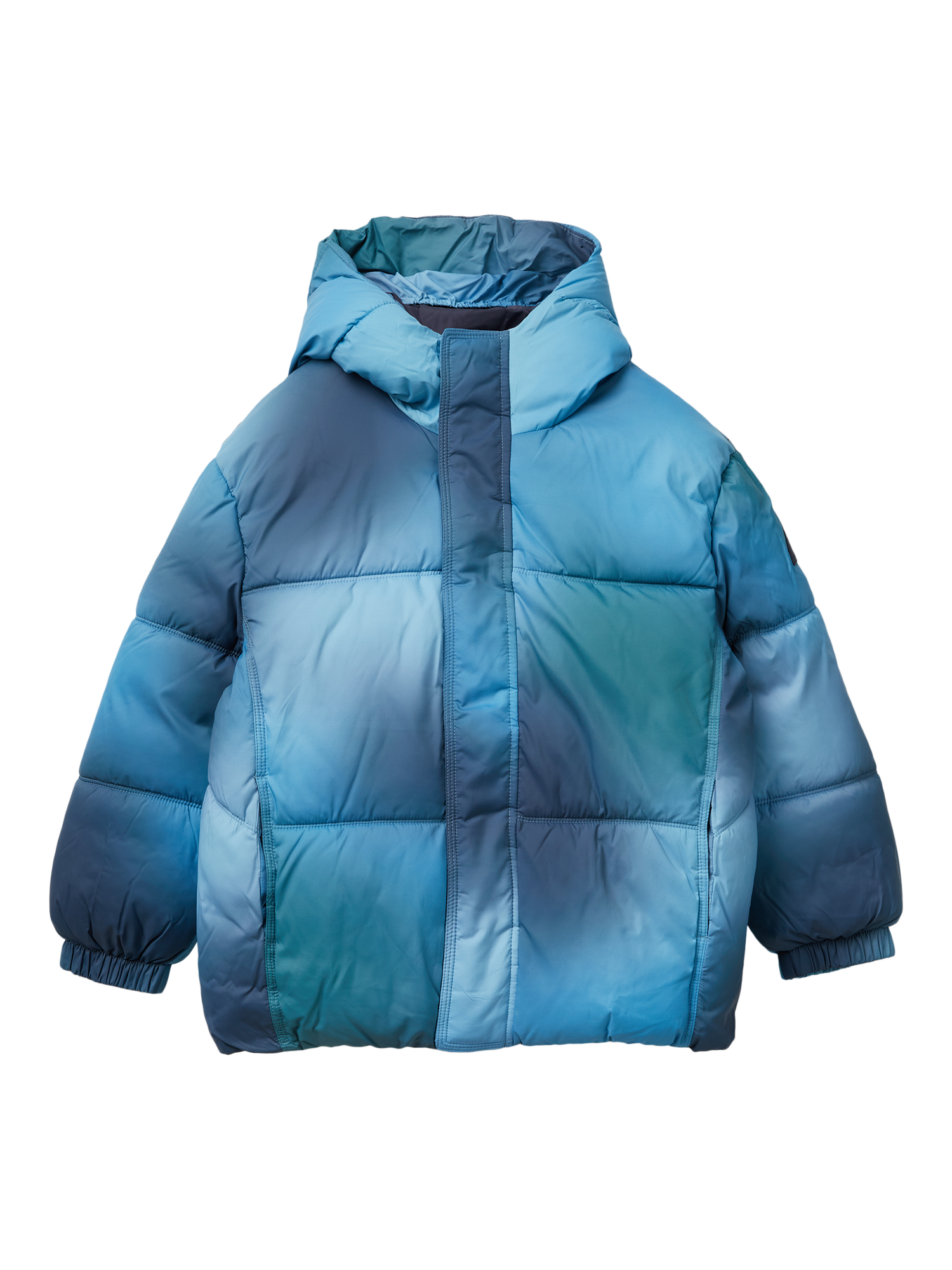 Product image 1 of 3, which shows Benetton Kids' Eco-Feather Down Jacket, Blue, 6-7 years