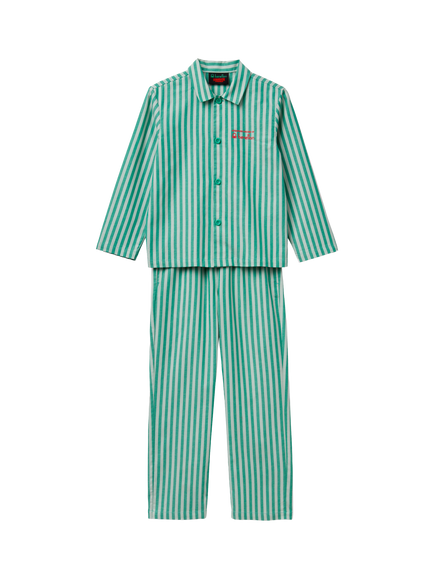 Benetton X Stranger Things Kids' Striped Pyjama Set, Green, Green