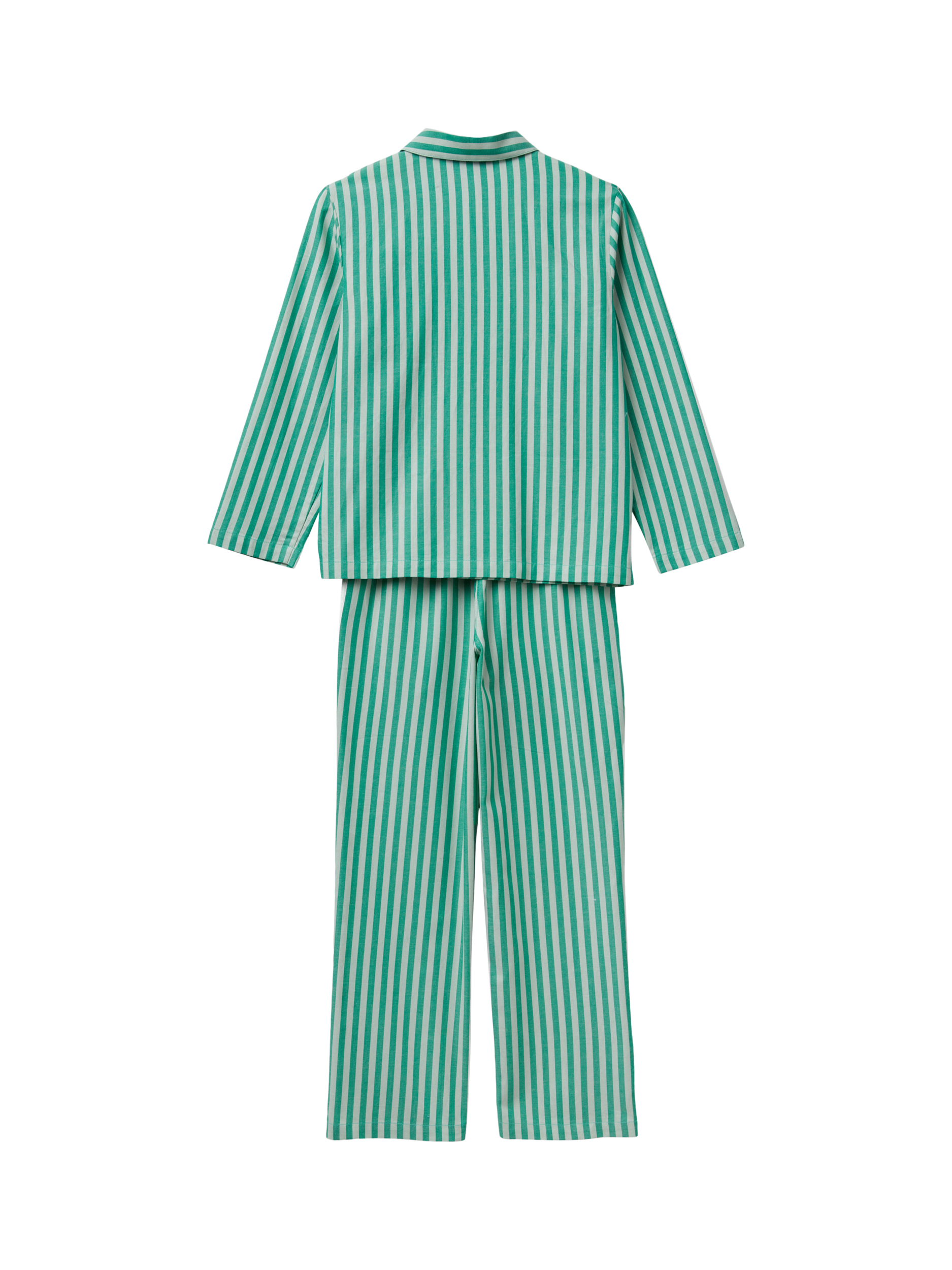 Product image 2 of 11, which shows Benetton X Stranger Things Kids' Striped Pyjama Set, Green, 6-7 years