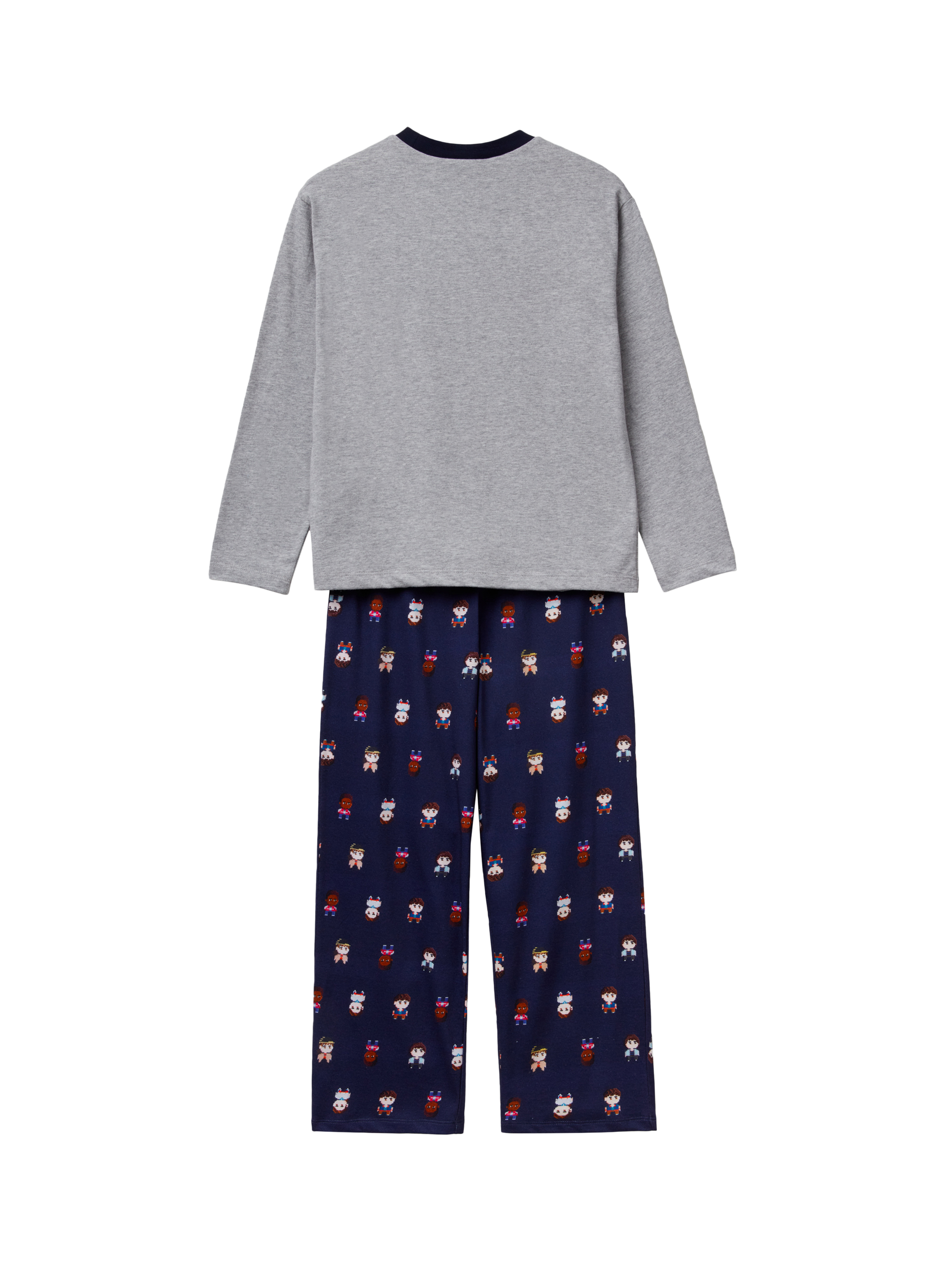 Product image 2 of 3, which shows Benetton X Stranger Things Kids' Pyjama Set, Grey/Multi, 6-7 years