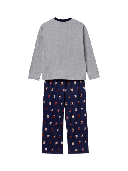 Benetton X Stranger Things Kids' Pyjama Set, Grey/Multi - view 2, Grey/Multi