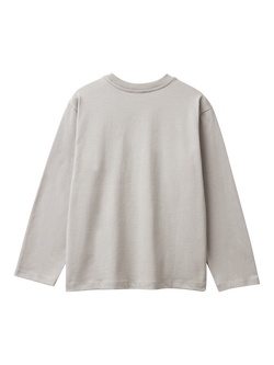 Benetton Kids' Cotton Logo Graphic Long Sleeve T-Shirt, Grey - view 2, Grey