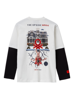 Benetton Kids' Cotton Colour Block Graphic Long Sleeve T-Shirt, White/Multi - view 2, White/Multi