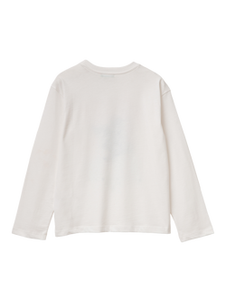 Benetton Kids' Cotton Graphic Long Sleeve T-Shirt, White - view 2, White