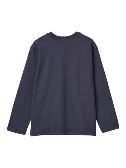 Benetton Kids' Cotton Graphic Long Sleeve T-Shirt, Navy - view 2, Navy