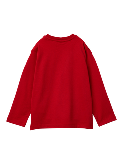 Benetton Kids' Cotton Graphic Long Sleeve T-Shirt, Red - view 2, Red