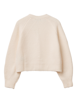 Benetton Kids' Cotton Blend V-Neck Cardigan, Off White - view 2, Off White
