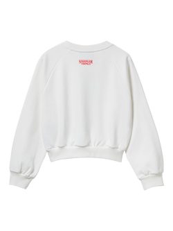 Benetton Kids' Cotton Graphic Crew Neck Sweatshirt, White - view 2, White