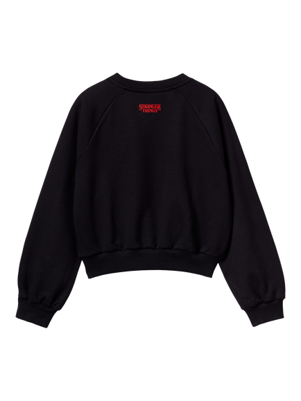 Benetton Kids' Cotton Logo Graphic Crew Neck Sweatshirt, Black - view 2, Black