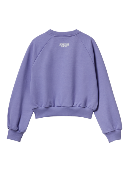 Benetton Kids' Cotton Logo Crew Neck Sweatshirt, Blue - view 2, Blue