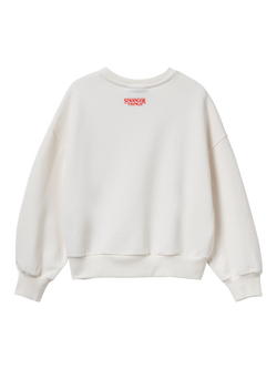 Benetton Kids' Cotton Graphic Crew Neck Sweatshirt, White - view 2, White