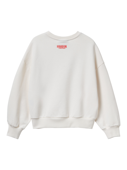 Benetton Kids' Cotton Graphic Crew Neck Sweatshirt, White - view 2, White