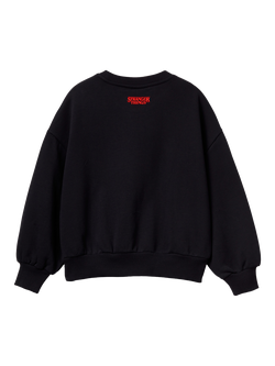 Benetton Kids' Cotton Graphic Crew Neck Sweatshirt, Black - view 2, Black