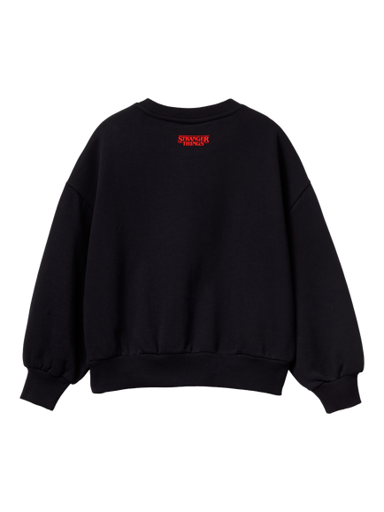 Benetton Kids' Cotton Graphic Crew Neck Sweatshirt, Black - view 2, Black