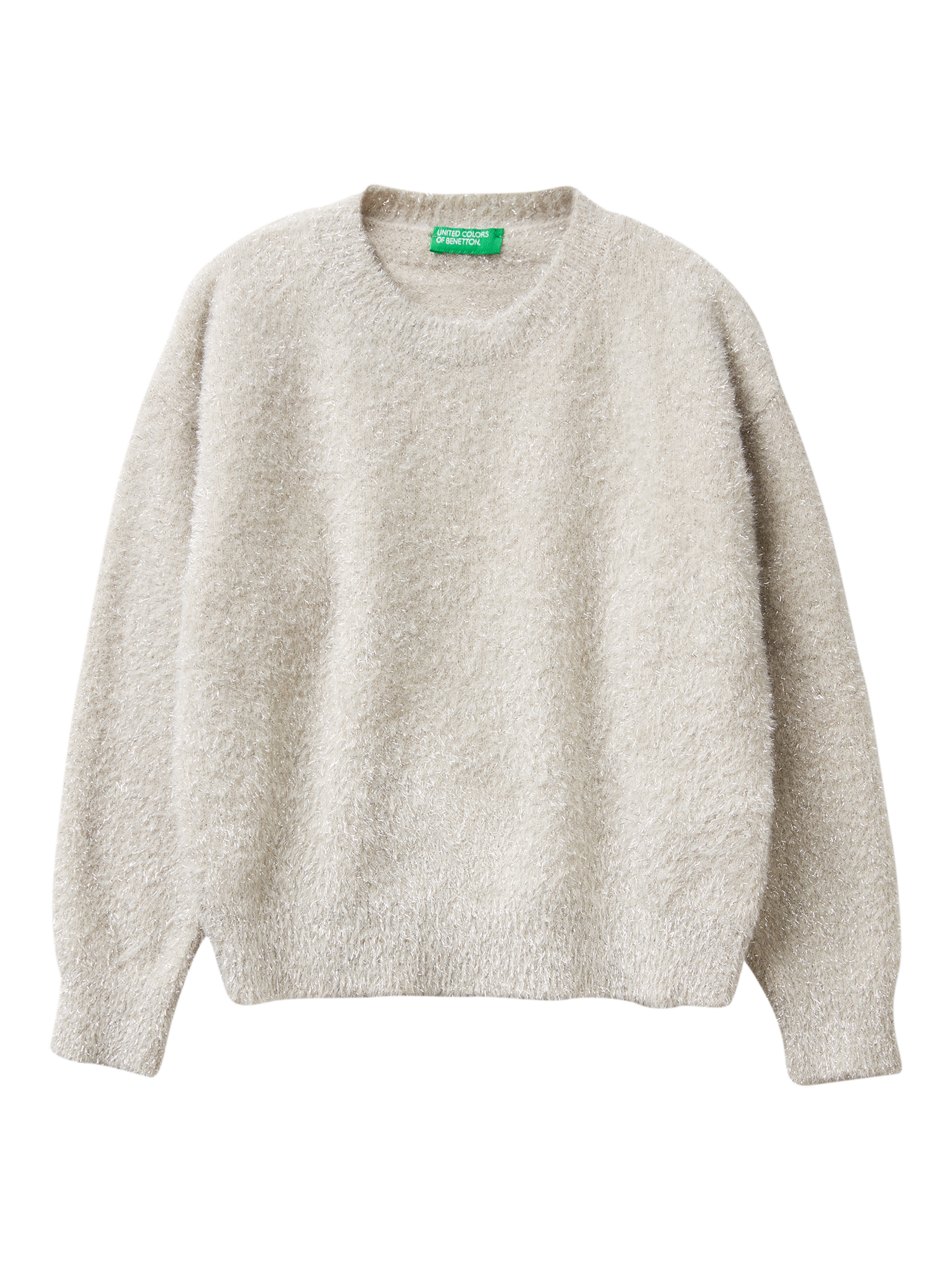 Product image 1 of 3, which shows Benetton Kids' Crew Neck Jumper, White, 6-7 years