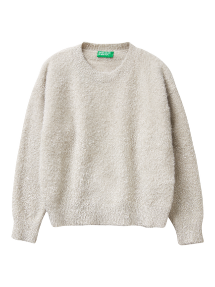 Benetton Kids' Crew Neck Jumper, White, White