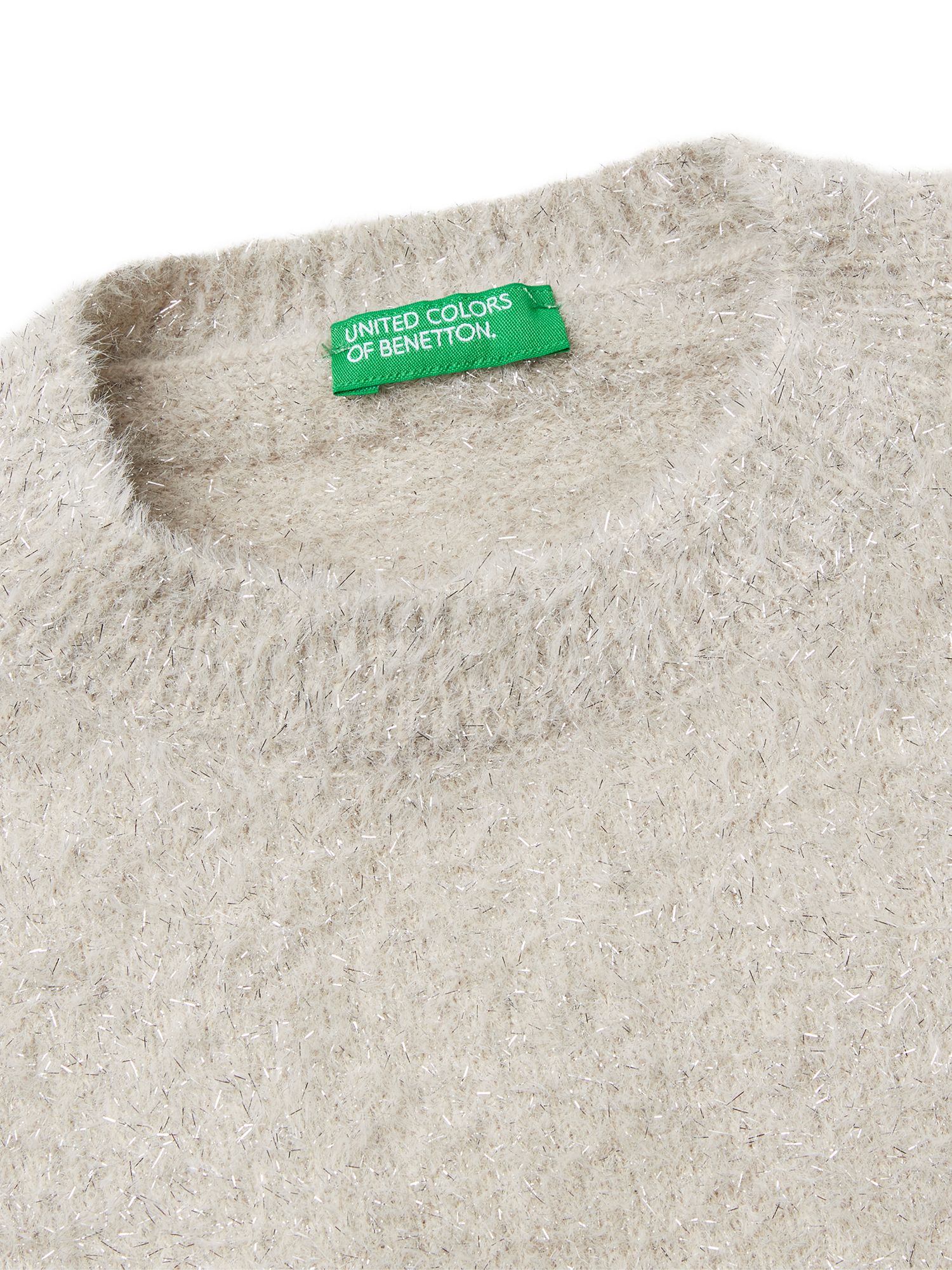 Product image 3 of 3, which shows Benetton Kids' Crew Neck Jumper, White, 6-7 years