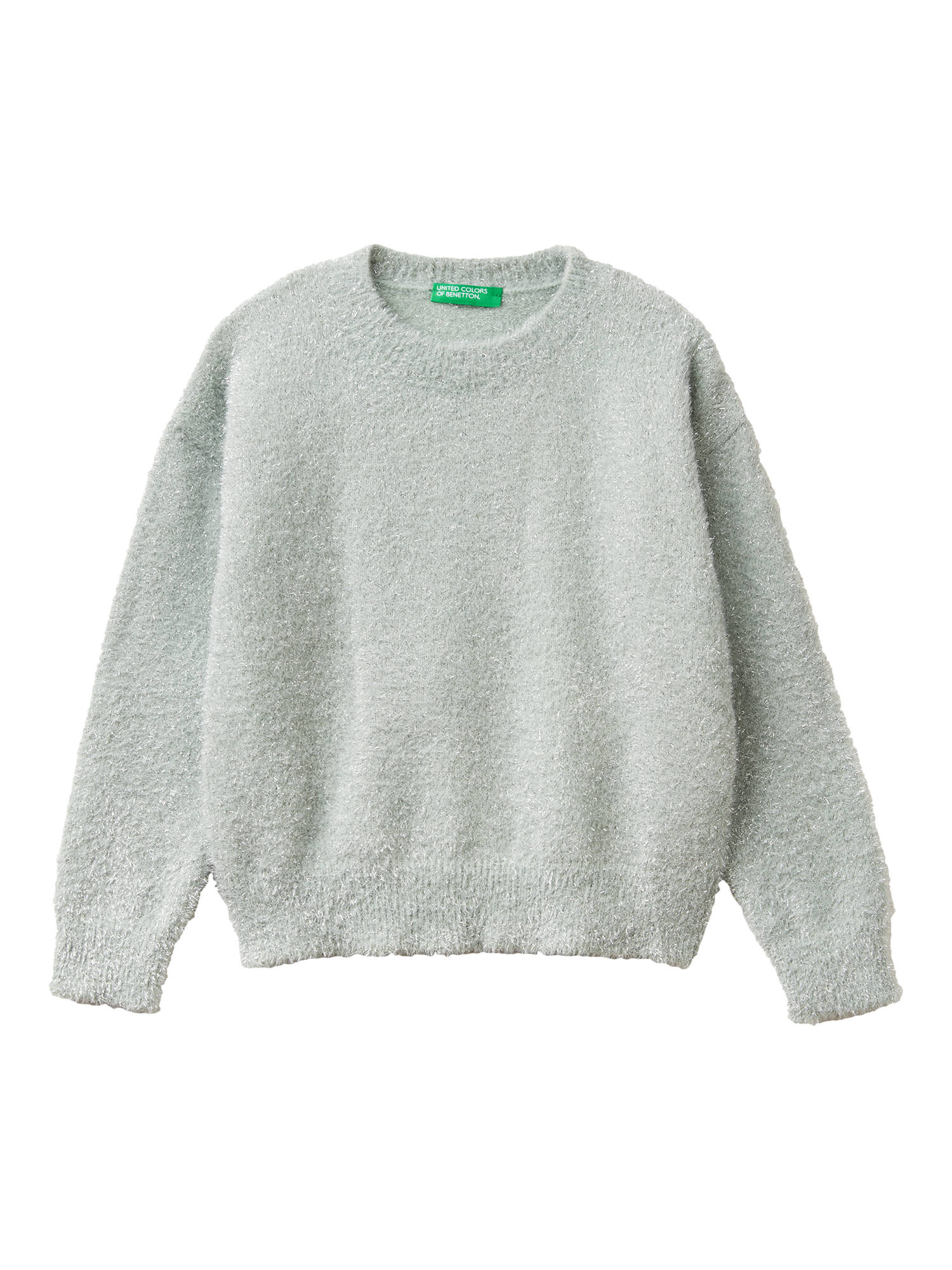 Product image 1 of 3, which shows Benetton Kids' Crew Neck Jumper, Green, 6-7 years