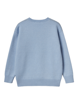 Benetton Kids' Wool & Cashmere Mix Dog Motif Jumper, Violet - view 2, Violet