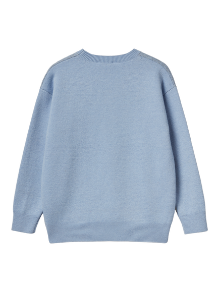 Benetton Kids' Wool & Cashmere Mix Dog Motif Jumper, Violet - view 2, Violet