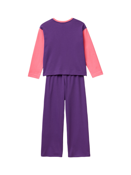 Benetton X Stranger Things Kids' Pyjama Set, Violet/Pink - view 2, Violet/Pink