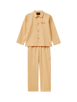 Benetton X Stranger Things Kids' Striped Pyjama Set, Dark Yellow, Dark Yellow