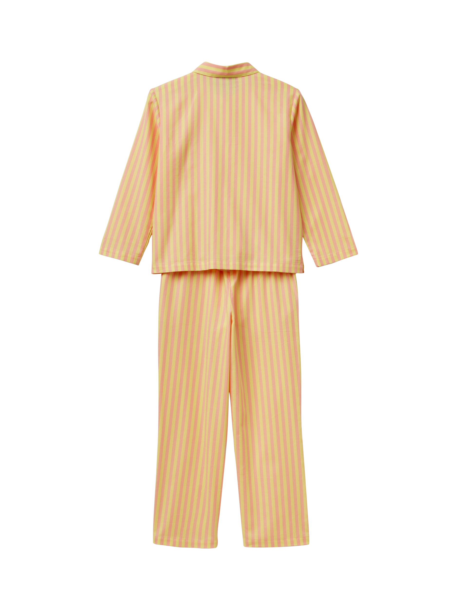 Product image 2 of 3, which shows Benetton X Stranger Things Kids' Striped Pyjama Set, Dark Yellow, 6-7 years