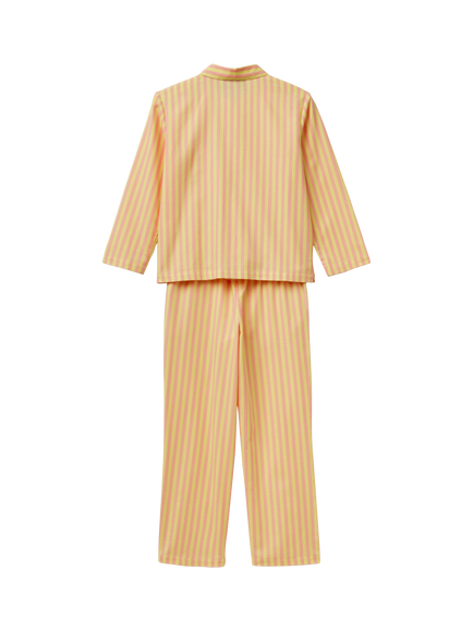 Benetton X Stranger Things Kids' Striped Pyjama Set, Dark Yellow - view 2, Dark Yellow