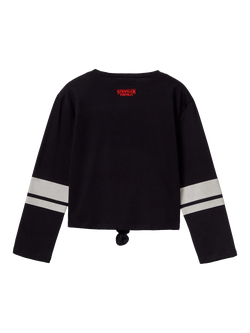 Benetton Kids' Cotton Stripe Graphic Long Sleeve T-Shirt, Black - view 2, Black