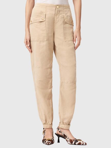 AllSaints Val Linen Blend Utility Trousers, Natural Taupe, Natural Taupe