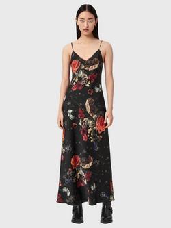 AllSaints Bryony Floral Maxi Dress, Black Black, Black Black