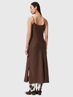 AllSaints Hadley Cowl Neck Slip Dress, Bitter Brown - view 2, Bitter Brown