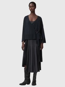 AllSaints Lucille Jacket Pleated Dress, Carbon Blue, Carbon Blue