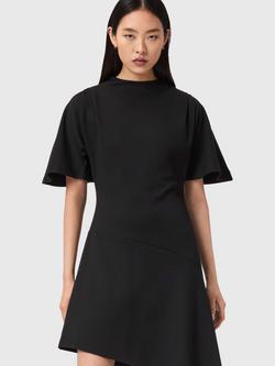 AllSaints Rosa Asymmetric Hem Mini Dress, Black, Black