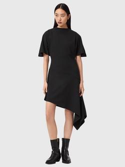 AllSaints Rosa Asymmetric Hem Mini Dress, Black - view 2, Black