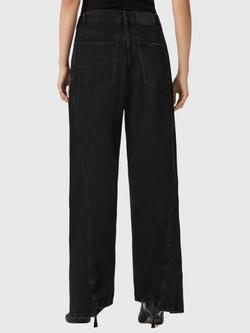 AllSaints Frankie Zip Wide Leg Jeans, Washed Black - view 2, Washed Black