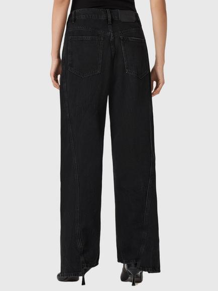 AllSaints Frankie Zip Wide Leg Jeans, Washed Black - view 2, Washed Black