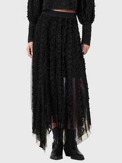 AllSaints Vashtie Embroidered Maxi Skirt, Black
