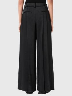 AllSaints Poppy Satin Wide Leg Trousers, Black - view 2, Black
